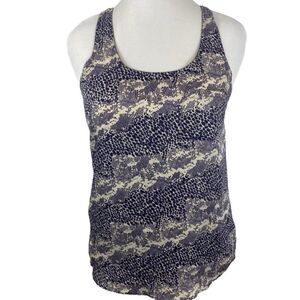 Collective Concepts Purple and Cream Satin Blouse- size M